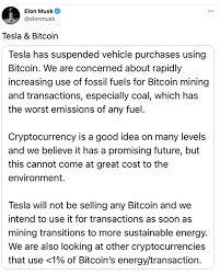 Tesla has halted the use of bitcoin to pay for its vehicles because of the environmental impact of using the currency. Ytlcutq1t1rnbm