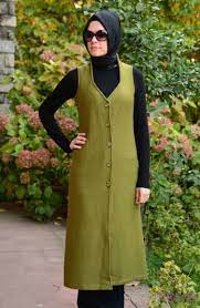 Dugmeli Tesettur Uzun Yelek Modelleri Giyim Moda Elbiseler