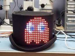 Led Matrix Top Hat Displays Your Favorite 8 Bit Characters Hat Display Led Matrix Top Hat