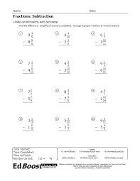 fraction subtraction unlike denominators with borrowing edboost