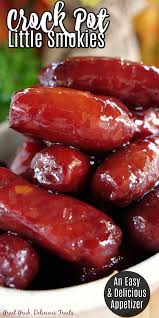 These Crock Pot Little Smokies Are An Easy Crock Pot Appetizer Recipe Perfect For Potlucks Parties Game In 2020 Appetizers Appetizers For A Crowd Hot Dog Appetizers