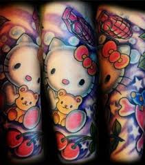 The hello kitty tattoo design continues to grow in popularity due to its use across many nations. Hello Kitty Tattoo Images On Favim Com