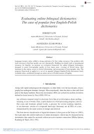 Please see/find file in attachment. Pdf Evaluating Online Bilingual Dictionaries The Case Of Popular Free English Polish Dictionaries