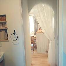 バス トイレ ナチュラルフレンチ 新築 脱衣場もかわいくしたい 自宅で ikea カーテン チュールカーテン