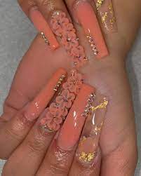 Pin By Simone Love On Nails Long Acrylic Nail Designs Orange Acrylic Nails Long Acrylic Nails Coffin