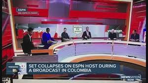 #espnfc_colombia ….… desde hoy, entre las 4 y las 6pm en enero último, el show de espn fc cubrió las previas y los post partidos del torneo espn, que se. Set Collapses On Espn Host During A Broadcast In Colombia Youtube