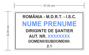 Realizarea de lucrari fara de specialist diriginte de santier se sanctioneaza cu amenda de la 5 000 la 10 000 de lei. Stampila Diriginte De Santier Dreptunghiulara 60 X 33 Mm Diverse Stampile Produse
