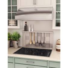 Stainless Steel Backsplash For Stove Only I Like The Built In Shelf Hanging Rack And Checkerboard De Stainless Steel Backsplash Steel Backsplash Backsplash