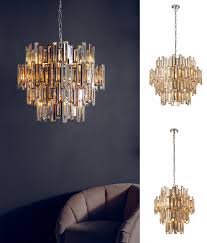 The led module is set right above the bubble encased crystal, truly bringing the whole piece to life when the fixture is lit. Champagne Crystal And Chrome Chandelier Classic Design With A Colour Twist