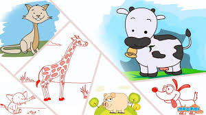 For the lower line, angle it up slightly between the ovals. How To Draw Cute Animals Dog Cat Pig Cow And More Step By Step Drawing Videos By Mocomi Youtube
