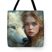 Siberian Girl and Tundra Wolf