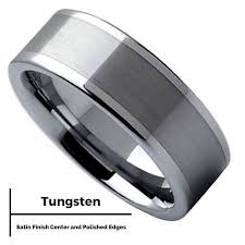 Mens 8mm Silver Tungsten Wedding Ring With A Brushed Center Cool Wedding Rings Mens Wedding Rings Tungsten Wedding Bands