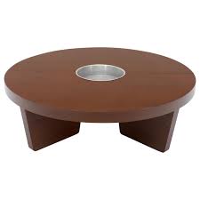 Leick home empiria 44 in deep walnut medium rectangle wood coffee table with shelf 11403 the depot. Harvey Probber Round Split Circle Nuclear Coffee Table With Planter For Sale At 1stdibs
