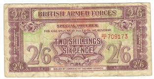 British Armed Forces 2 Shilling 6 Pence 1948 Armed Forces British Armed Forces Bank Notes