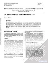Pdf) The Role Of Nurses In Pain And Palliative Care