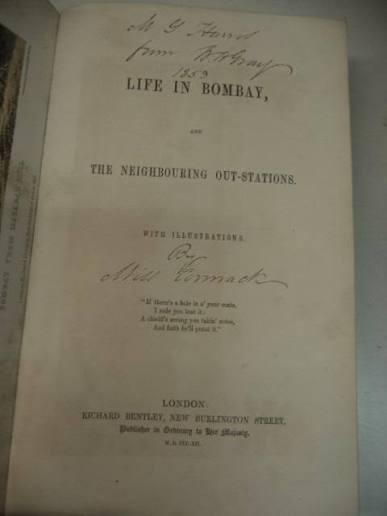 Life in Bombay, and the Neighbouring Out-Stations by Gray, James: Very Good Cloth (1852) First Edition, Probable association copy | The Odd Book (ABAC, ILAB)
