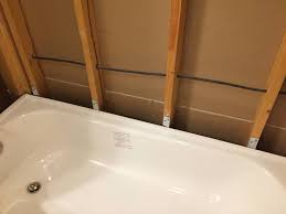Now its time for installation of your new bathtub! Shim Tub Surround For Cement Board Home Improvement Stack Exchange