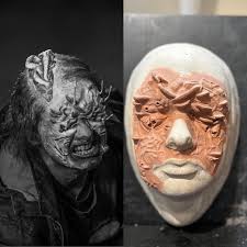This is the last part of the goblin/gnome/dwarf makeup process pictures I  wanted to share! Following the scan, print, and molding of the model  (@seladepsoh) I sculpted the character according to designs