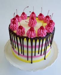 Happy Birthday Cake For Mother In Law Happy Birthday To My Mother In Law My Son Loved The Cherries On Top Of Big Yellow So Much That He Requested We Us Happy Birthday Me Sweet Cakes Round Cakes