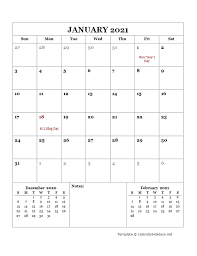 2021 monthly template calendarholidays net