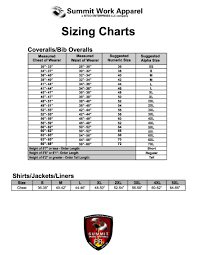 sizing and measuring chart