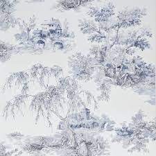 B And Q Blue Toile Wallpaper 19 99 Per Roll Toile Wallpaper Blue And Gold Wallpaper Gold Toile Wallpaper