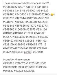 The numbers of wholesomeness Part 2 #213588 #240277 #351814 #344844 #347653  #348148 #347021 #344322 #339460 #346430 #245676 #342265(@) #336782 #342844  #342304 #253799 #341975 #304391 #336091 #332931 #345843 #257825 #311072  #233773 #348566 #160609 ...