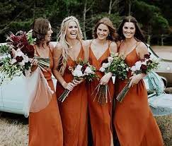 Spaghetti Straps Bridesmaid Dresses Burnt Orange Bridesmaid Dresses Beach Wedding Party Bridesmaid Dresses Pd211252 From Bellabridal Orange Bridesmaid Dresses Burnt Orange Bridesmaid Dresses Orange Bridesmaid