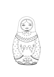 The moon and stars are no match for this spotted unicorn! Printable Coloring Page Matryoshka With Birds Art By Dina Argov