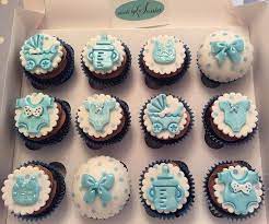 For a boy themed baby shower, chocolate cupcakes with blue frosting and sprinkles, it's a winner. Baby Shower Cupcakes Baby Shower Fruit Baby Shower Cupcakes Baby Shower Cookies