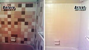 Updated my old rose and peach colored tile by reglazing it! Gfr Commercial Tub Reglazing Tile Refinishing Tile Reglazing And More For Hotels Apartments Managed Properties And More