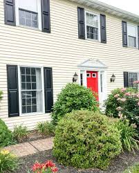 Traditional 2 story white siding black shutters colonial house. What Color To Paint Shutters And Front Door A Turtle S Life For Me