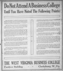 Ad West Virginia Business College Clarksburg West Virginia Founded In 1902 Source The Daily Telegram Febr Clarksburg West Virginia Colleges West Virginia
