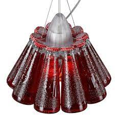 Gesso and painted with white acrylic color, campari soda's bottles, and led light bulb. Campari Lamp Raffaele Celentano 2003 A Pendant Lamp With A Shade Comprising Ten Original Campari Soda Bottles Lichtdesign Beleuchtungskonzepte Ingo Maurer