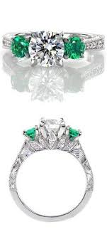 Emerald Three Stone Vera Emerald Engagement Ring Engagement Rings Affordable Three Stone Engagement Rings