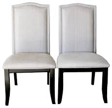Michele parsons gray upholstered dining chairs with nailhead trim (set of 2). Fabric Dining Chairs With Nailhead Trim Dining Chairs Design Ideas Dining Room Furniture Reviews