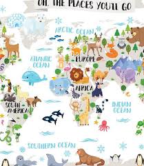 Kids World Map Poster Animal World Map Playroom Wall Decor Kids Room Wall Map World Map Nursery Kids Map Kid Wall Art World Map Poster Baby Kids World Map Art Wall