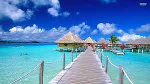 Green island, aerial view, bora bora, tropical, atolls, clouds. Matira Point Bora Bora Deck Bungalows Nature And Landscapes Hd Wallpaper Wallpaperbetter