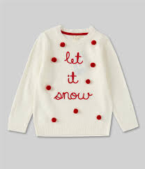 copper key little girls 2t 6x long sleeve let it snow sweater