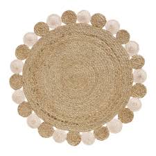 70 x 120 cm ca. Teppich Aus Jute Und Baumwolle Rund Rosa Und Beige D100 Suzon Maisons Du Monde
