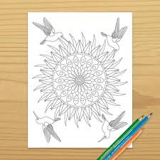 These downloadable hummingbird coloring pages are a great way for kids to keep themselves entertained while boosting their creativity and matching skills. Printable Hummingbird Coloring Page Flower Garden Digital Etsy