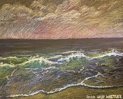 The image drawn in this video has water waves clashing into some rocks on shore. Beach In Colored Pencil Drawing By Larry Whitler