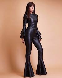 Calça De Couro Boca De Sino Calca Flare De Couro Fake Vestido De Couro Macacao De Couro Calca Couro Flare