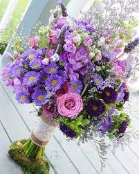 Happy Anniversary Month To Durel Flowers Pictured Spray Roses Monte Casino Aster Stock And Li Wildflower Bridal Bouquets Wedding Flowers Wildflower Bouquet