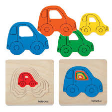 In graphics software, a layer is the term used to describe the different levels at which you can place an object or image file. Beleduc Car Layer Tray Puzzle