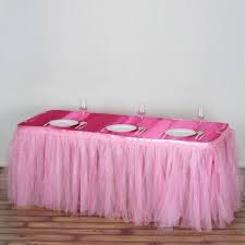 17 Ft Pink Two Layered Pleated Tulle Tutu Table Skirt With Satin Edge In 2020 Tulle Table Tulle Table Skirt Tutu Table Skirt
