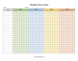 printable individual monthly chore chart by week