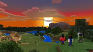 Minecraft game mojang elements of survival open world. Minecraft Sunset Funny Meeting Backgrounds