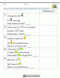 Time word problem worksheets (whole hours) below are three versions of our grade 1 math worksheet with word problems involving time. First Grade Addition And Subtraction Word Problems Worksheets Worksheets Free Download