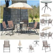 6 Piece Patio Garden Set W Table Umbrella 4 Folding Chairs Grey Furniture New Unbranded Patio Table Umbrella Study Decor